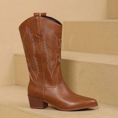 Noël | Cowgirl Hohe Kniestiefel 2024 Neuer Trend Keilabsätze