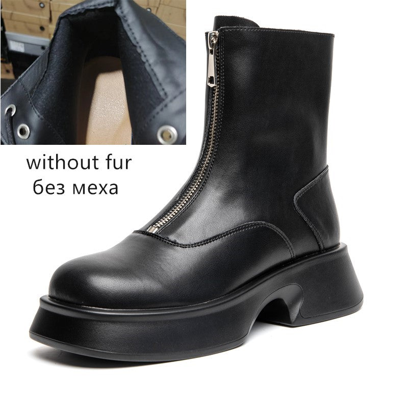 Andrea | Damen Leder Mode Winterstiefel