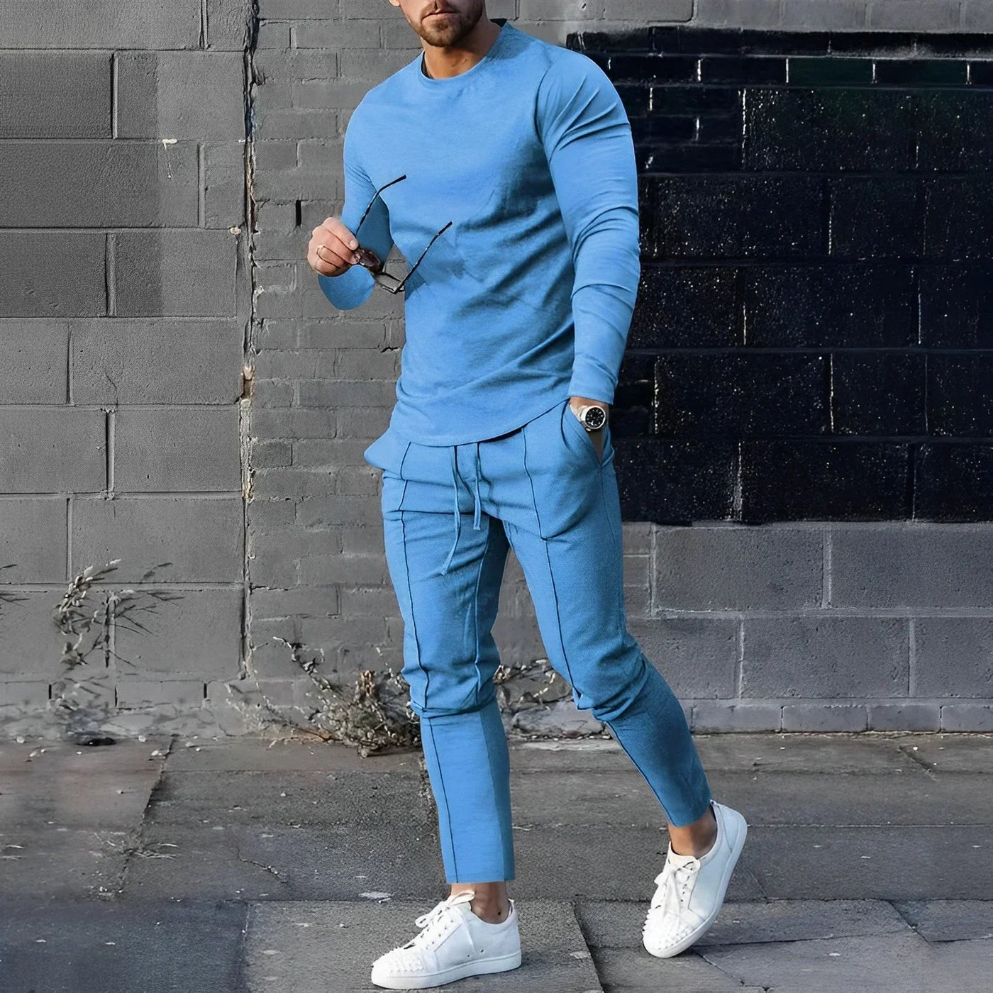 Elegantes Männer Set bestehend aus einem Langarm Pullover und einer Hose Edward