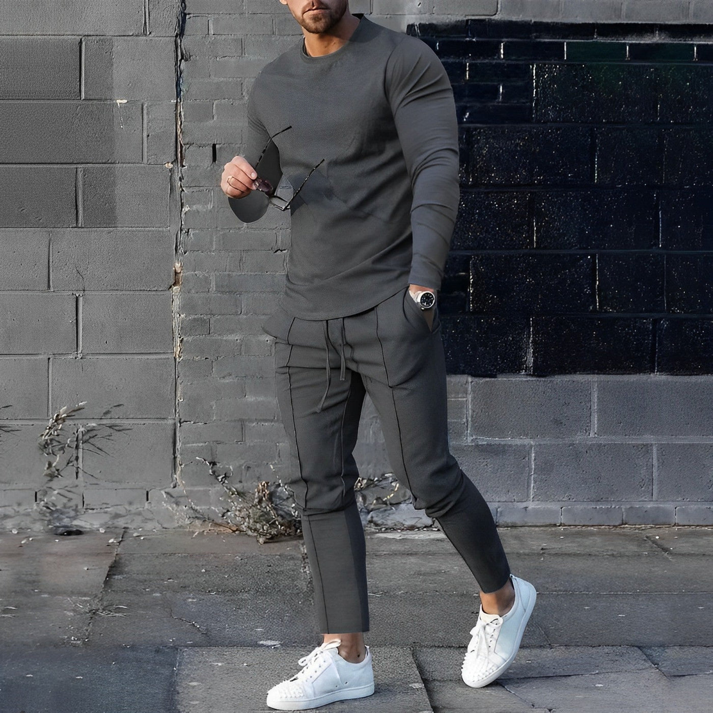 Elegantes Männer Set bestehend aus einem Langarm Pullover und einer Hose Edward