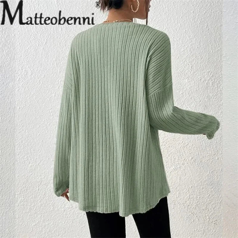 Matteobenni | Eleganter Pullover mit Grubenstreifen für Frauen