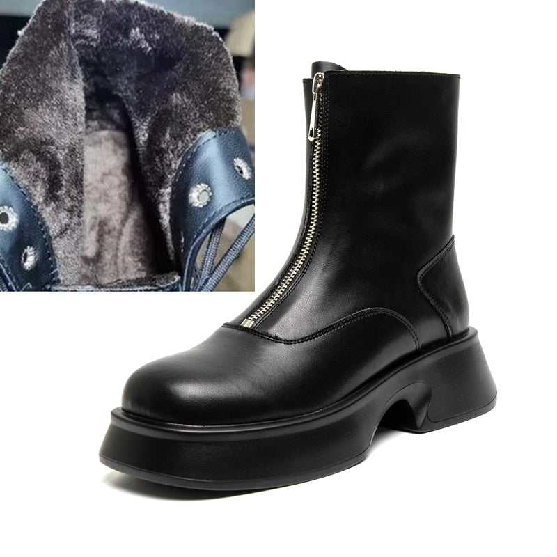 Andrea | Damen Leder Mode Winterstiefel