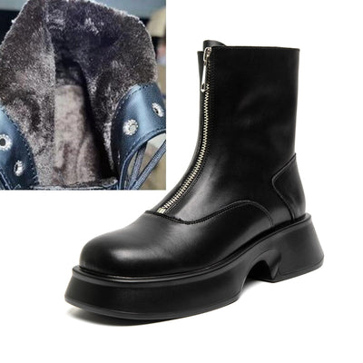 Andrea | Damen Leder Mode Winterstiefel