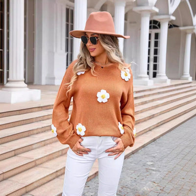 Dakota | Gemütlicher 3D-Blumen Strickpullover