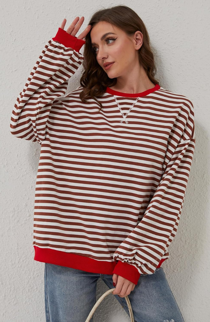 LINA ÜBERGROßER GESTREIFTER PULLOVER