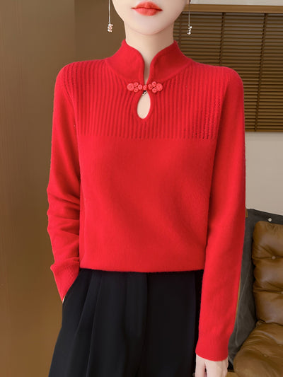 Leven | Eleganter Merino-Wollpullover im chinesischen Stil