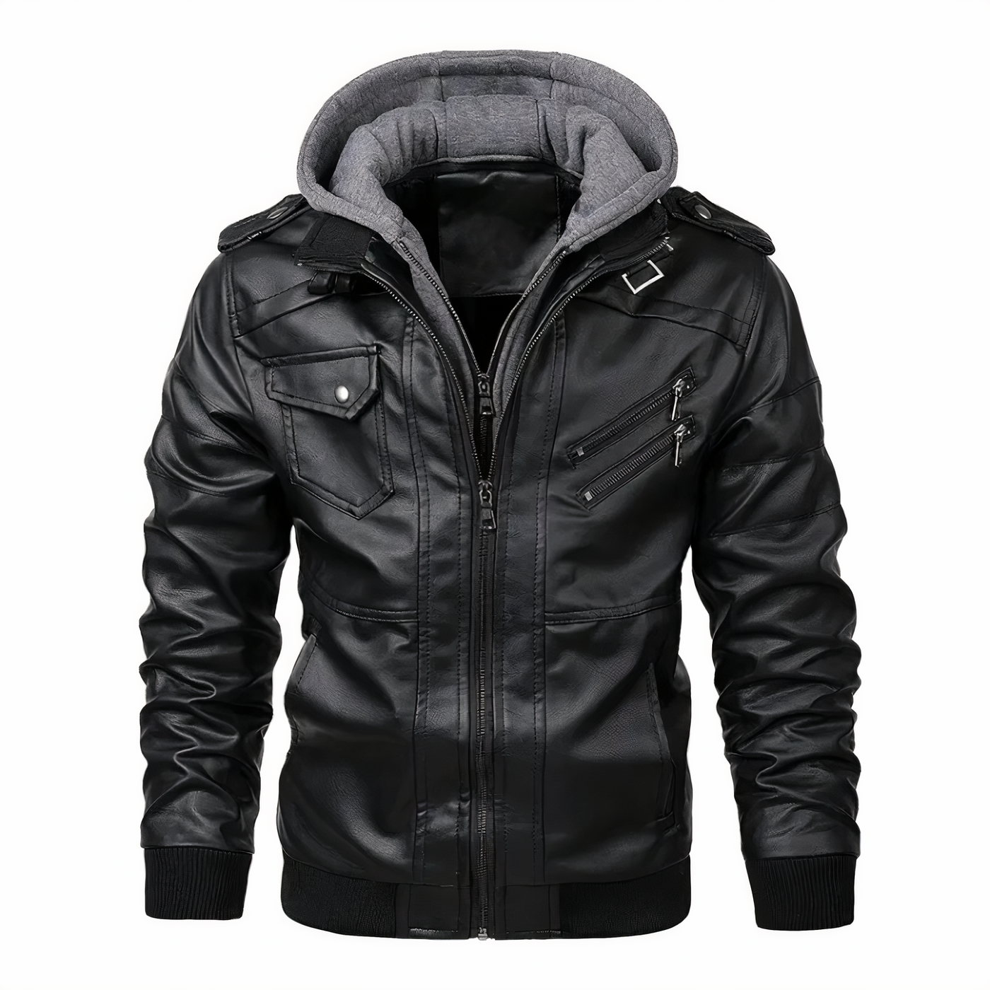 Herren Kunstleder Motorradjacke Grant