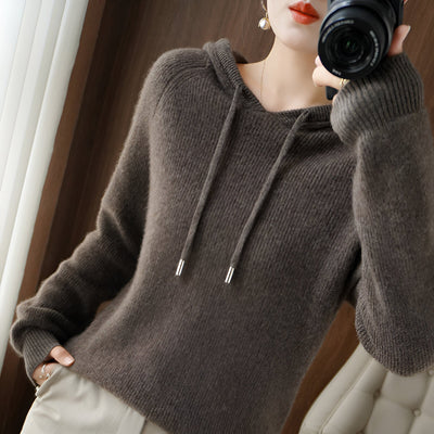 Sina | Kuscheliger Kaschmir-Wollmischung Kapuzen-Pullover-Mantel