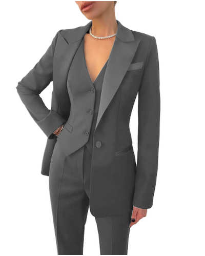 Eleganter Damen 3-Teiler Business Hosenanzug mit Weste