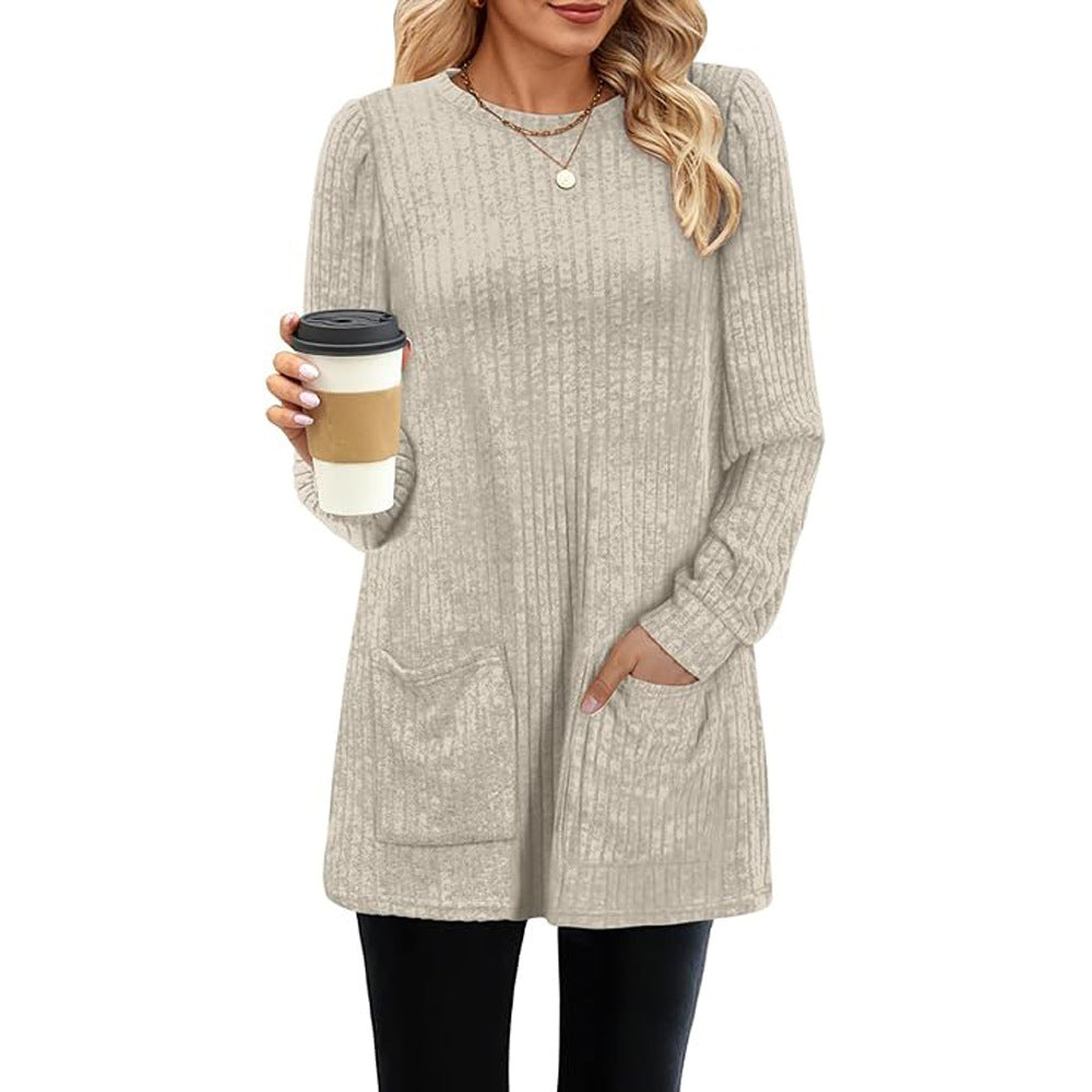Poppy |  Herbst und Winter neue halblange Pullover Kleid Frau