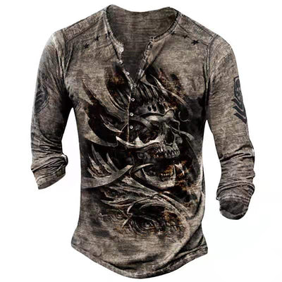 Klassisches Langarmhemd mit Retro Totenkopf-Design Beni
