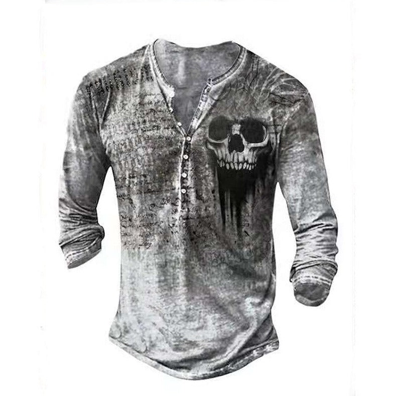 Klassisches Langarmhemd mit Retro Totenkopf-Design Beni