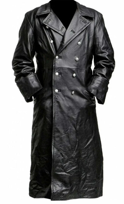 Klassischer Leder Trenchcoat für Herren Jari