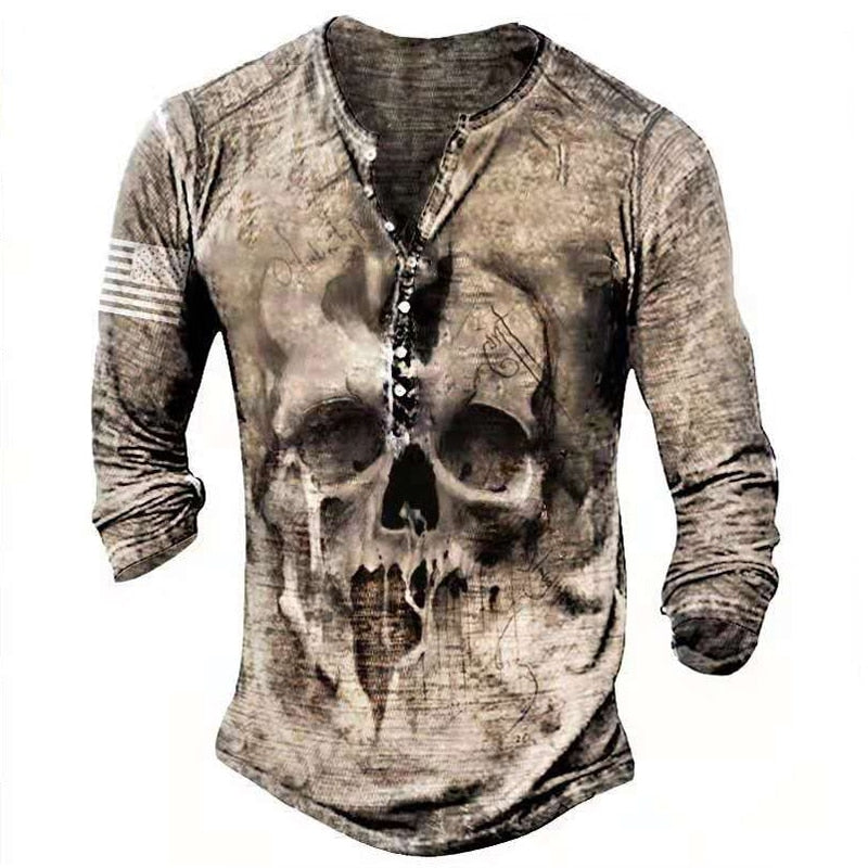 Klassisches Langarmhemd mit Retro Totenkopf-Design Beni