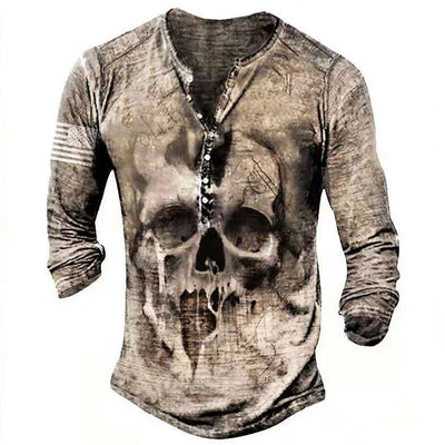 Klassisches Langarmhemd mit Retro Totenkopf-Design Beni