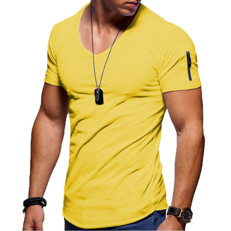 Herren Muscle T Shirt mit V Ausschnitt Shaun