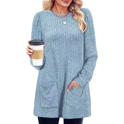 Poppy |  Herbst und Winter neue halblange Pullover Kleid Frau