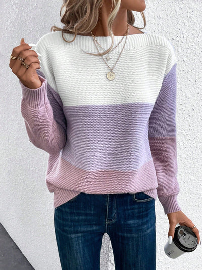 Gali | Eleganter dreifarbiger Patchwork-Pullover für Frauen
