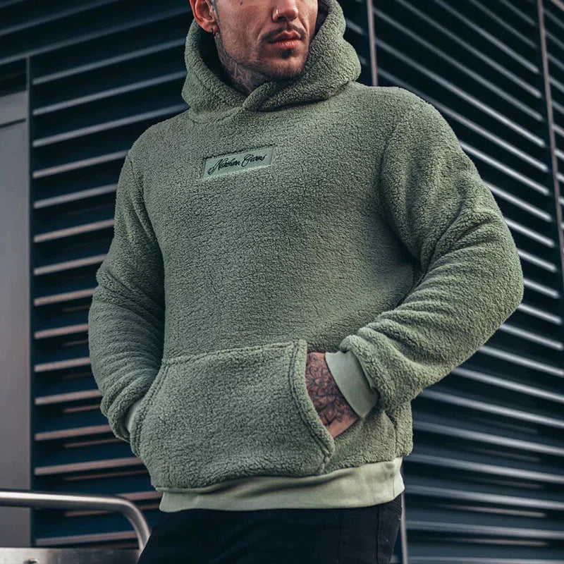 Langärmeliger Plüsch Kapuzenpullover für Herren Louis