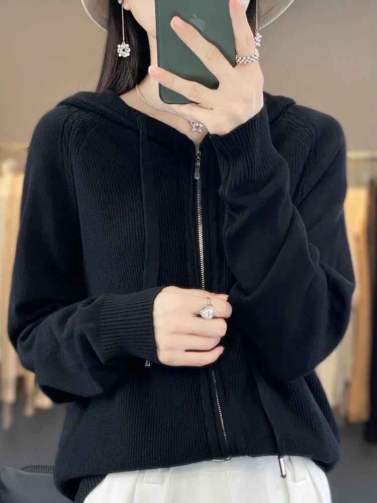Aleka | Luxuriöser Kapuzen-Cardigan