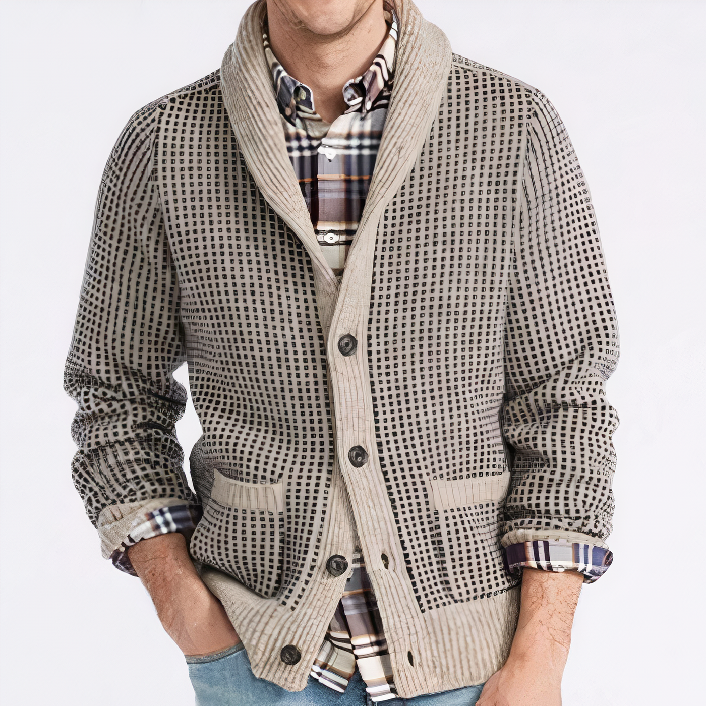 Jacquard Strickjacke für Herren Marc