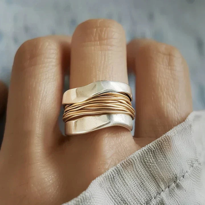 Handgefertigter Damen Ring Silber Gold