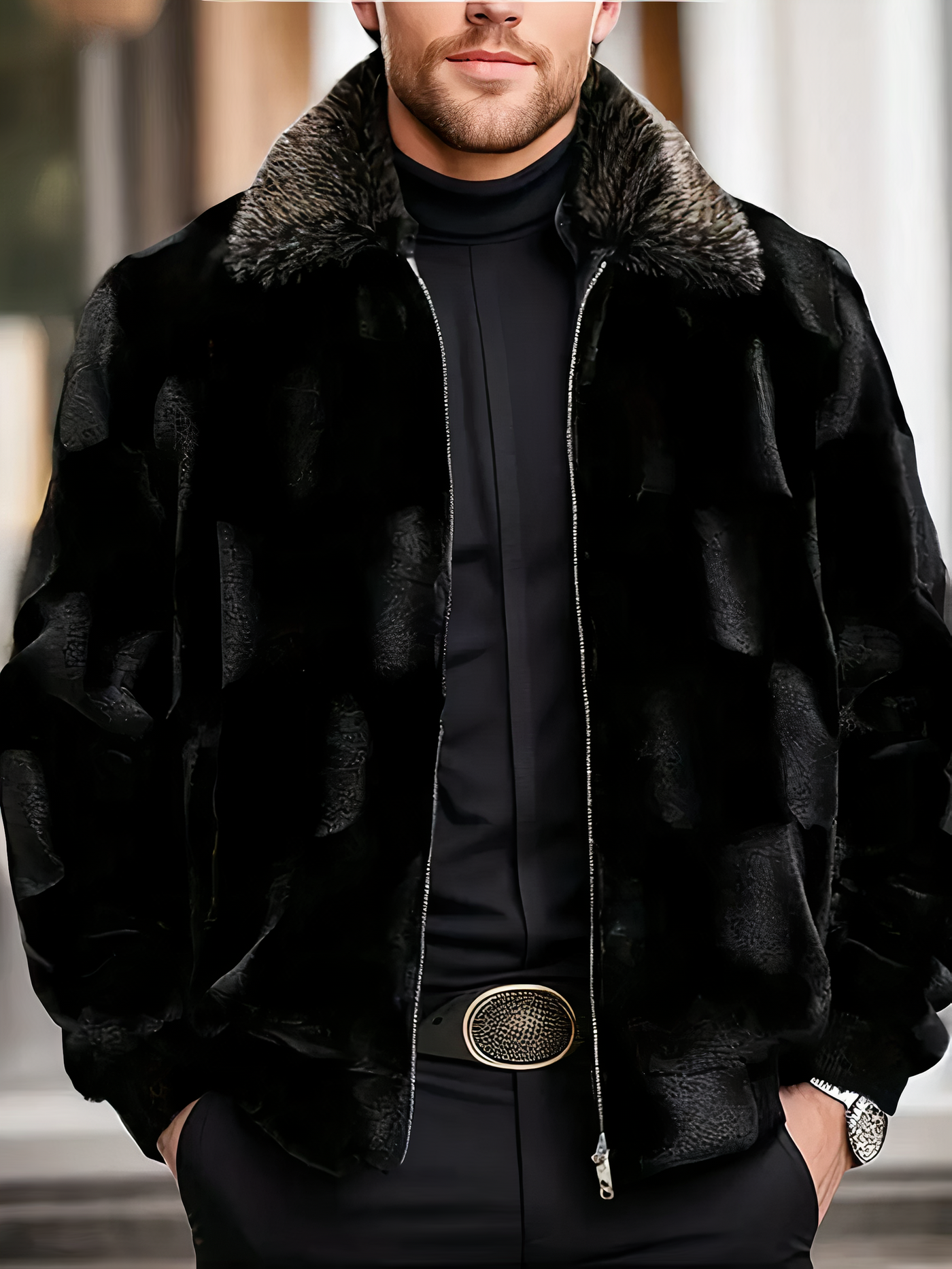 Elegante schwarze Fleecejacke für Herren Miguel