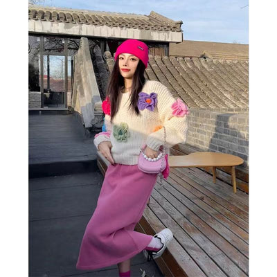 Cato | Vintage 3D Blumen Pullover