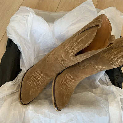 Shae | 2024 Naturbestickte Damenstiefel Leder Handgefertigt