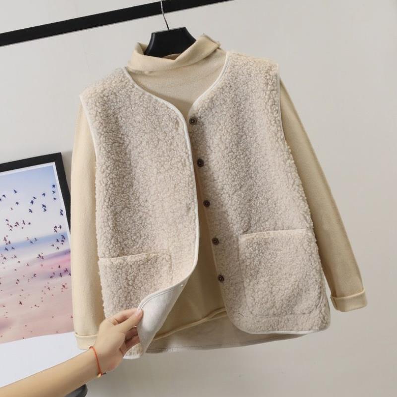 Soren | Frauen Knoten Weste Lamm Haar Winter ärmellose Mantel Jacken