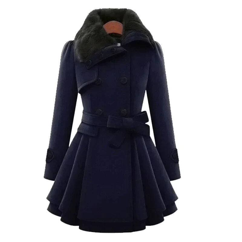 Fabiola® | Schicker Trenchcoat mit veganem Fell