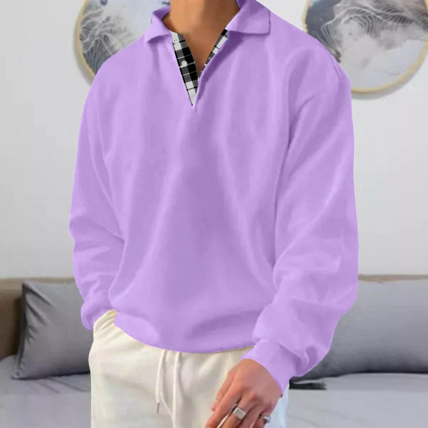 Langarmpullover mit V Ausschnitt Cyrus