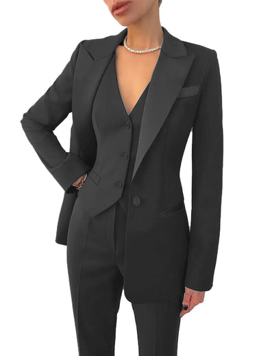 Eleganter Damen 3-Teiler Business Hosenanzug mit Weste