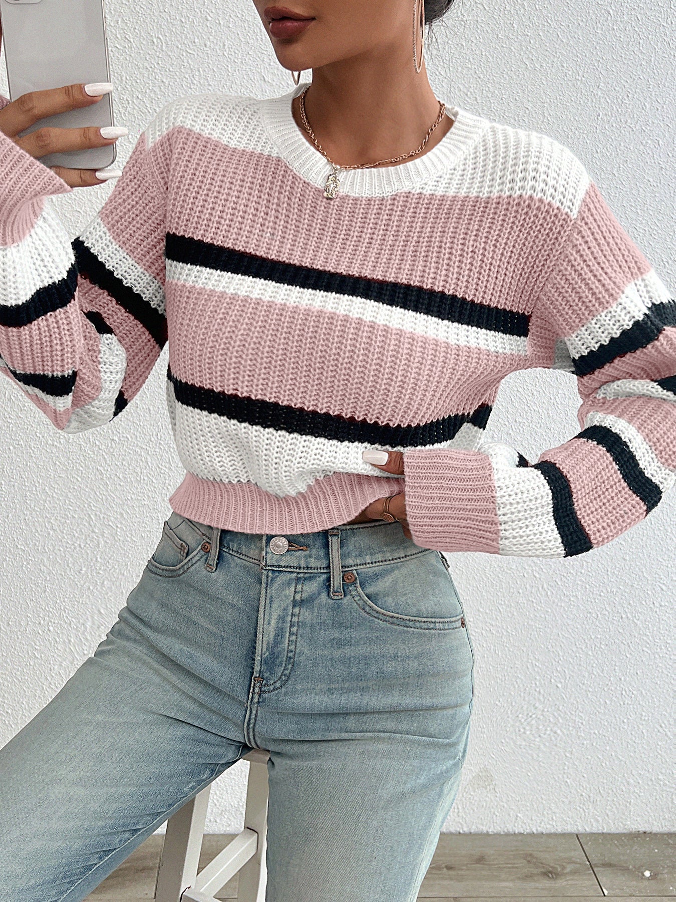Rina | Herbst und Winter gestrickt Frauen lange Ärmel Pullover