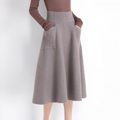 Verena | Bequemer Midirock in Camel-Farbe