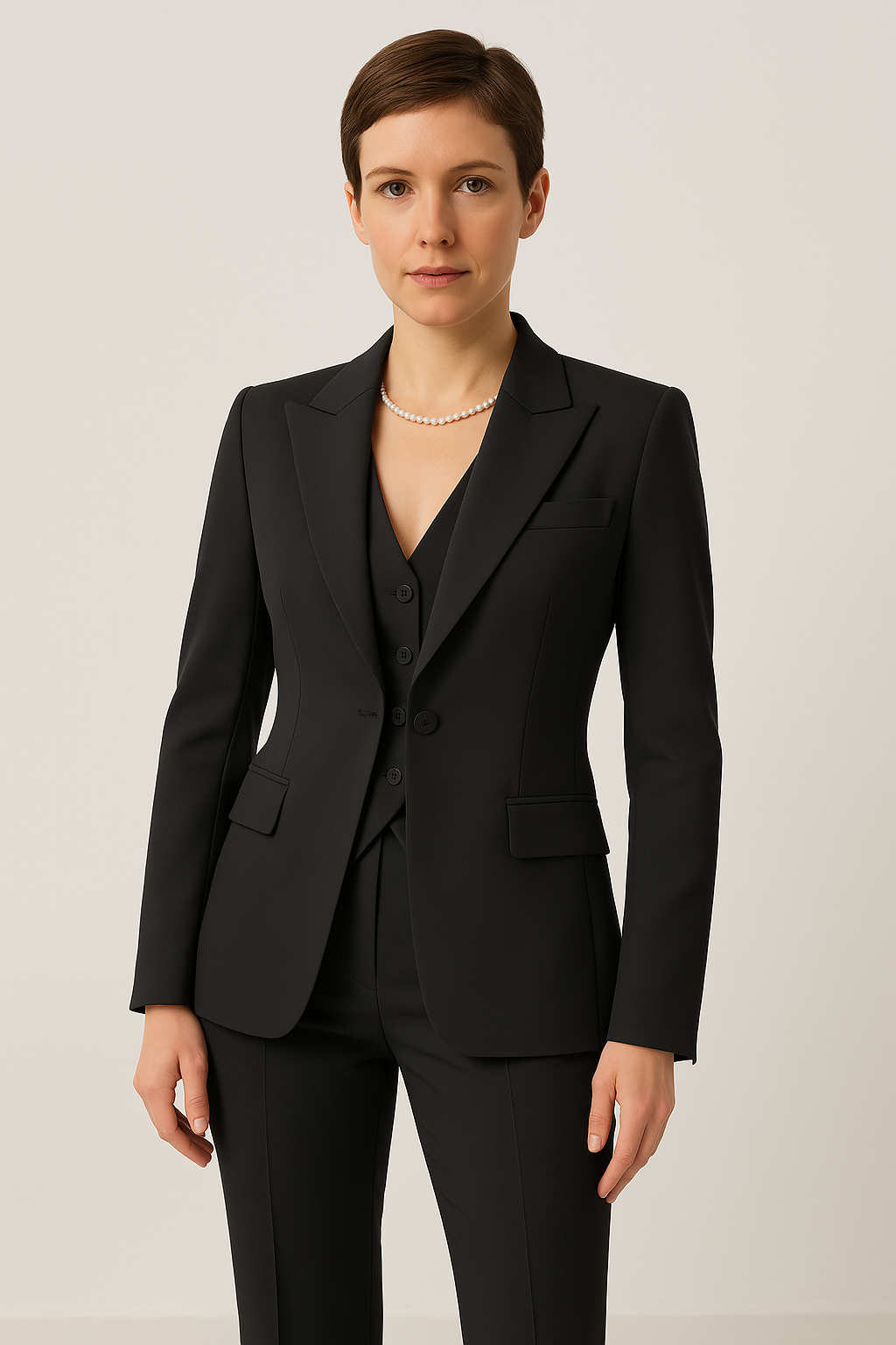 Eleganter Damen 3-Teiler Business Hosenanzug mit Weste