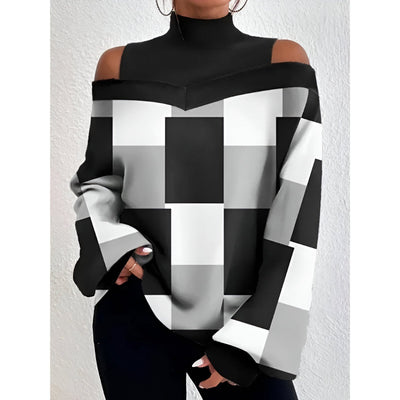 Sophia | Sexy Off-Shoulder Plaid T-Shirt