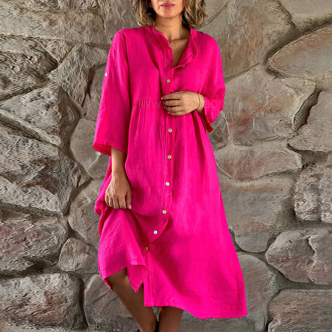 Kleid aus Baumwolle und Leinen für Damen Rolene