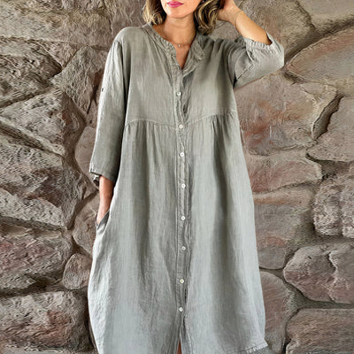 Kleid aus Baumwolle und Leinen für Damen Rolene