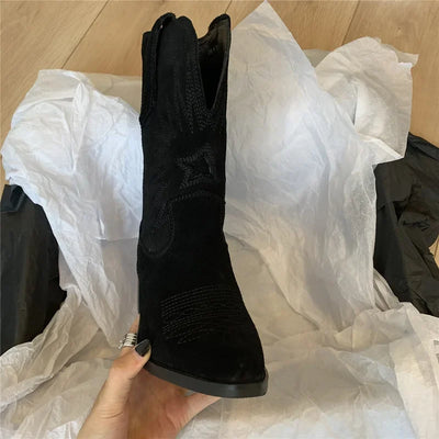 Shae | 2024 Naturbestickte Damenstiefel Leder Handgefertigt