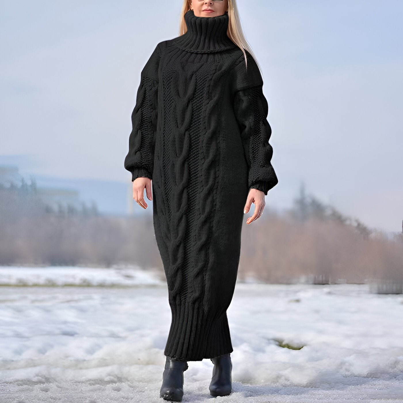 Clara | Gemütliches Oversized Rollkragen-Strickkleid