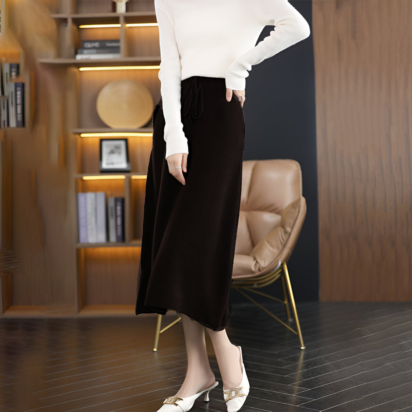 Siobhan | Wolle Herbst und Winter Retro Foreign Style langer Rock für Frau