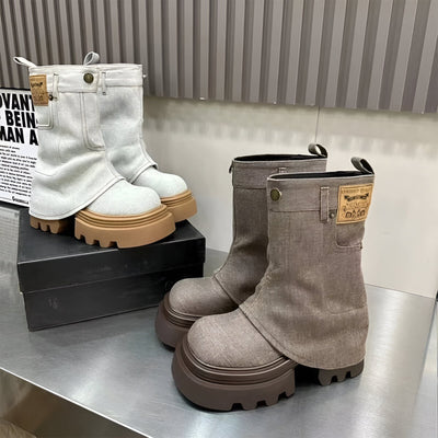 Carina | Stylische Cowboy-inspirierte Chelsea Boots mit mittlerer Schafthöhe