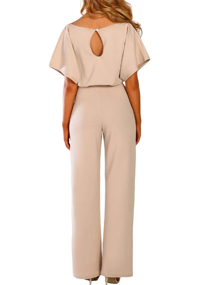 Lucrecia® | Eleganter, einfarbiger Damen-Overall mit Taillenband