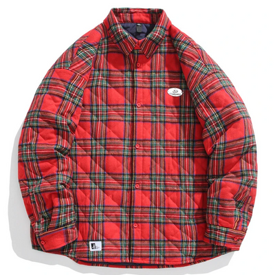 Vintage Kariierte Gepolsterte Jacke für Herren