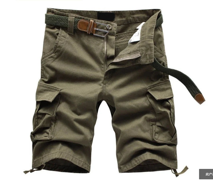 2025 Summer Men Shorts Fashion Plaid Beach Shorts Mens Casual Shorts Military Short Pants Male Bermuda Cargo Overalls No belt