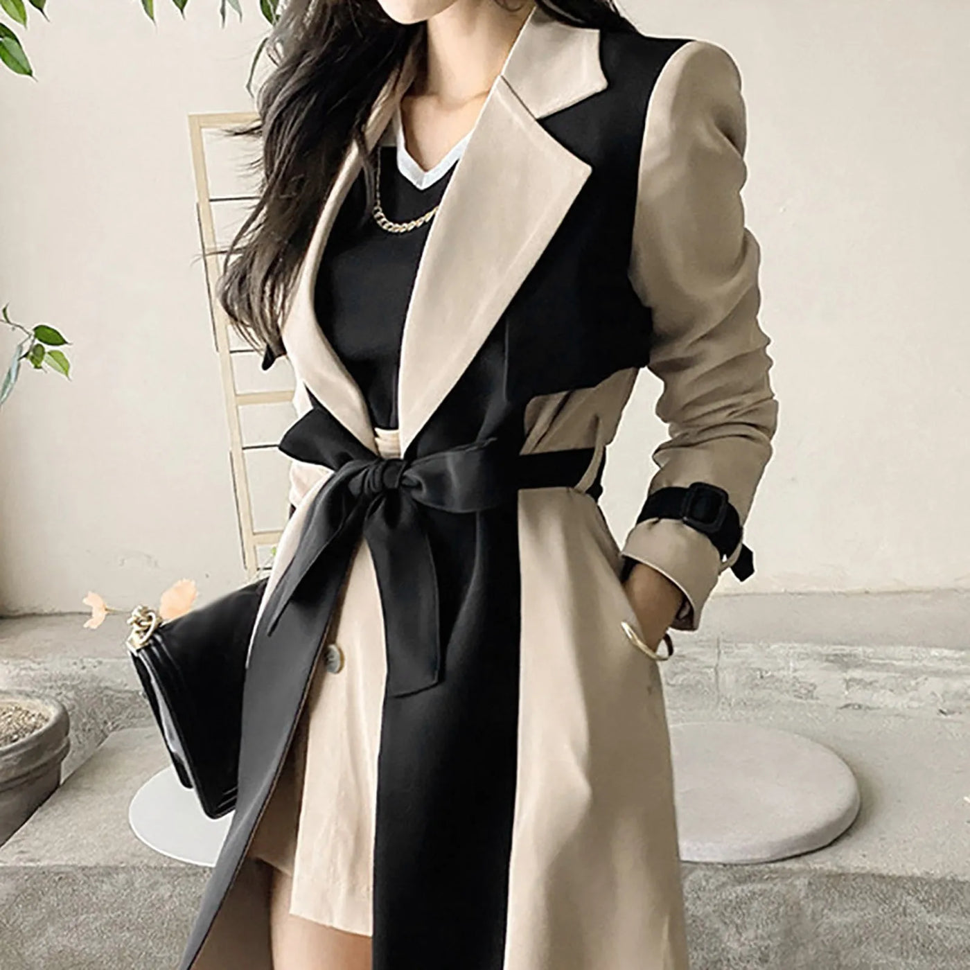Hortensia® | Patchwork-Trenchcoat aus Wolle