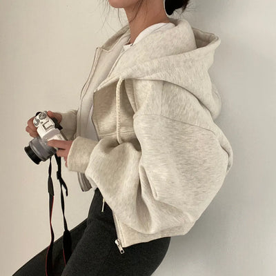 Lockere Jacke mit Kapuze für Damen
