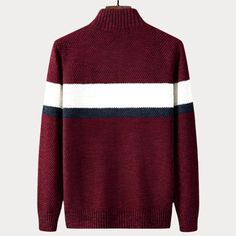 Gestreifte Strickjacke mit Stehkragen für Herren