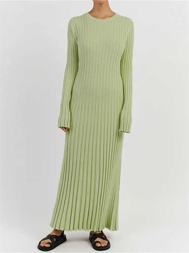 Mireya® | Gestricktes Maxikleid mit Schnürung